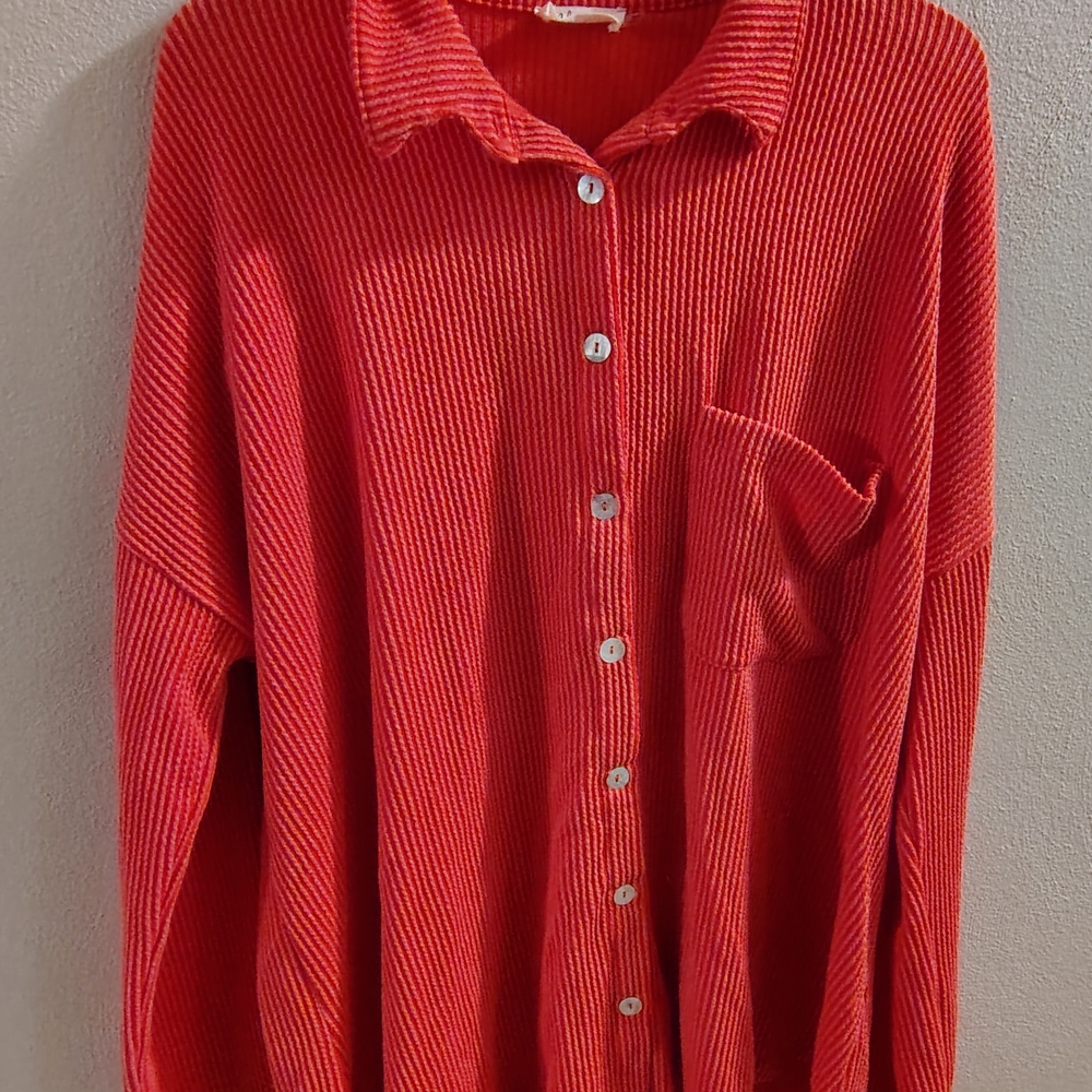 Women's Red Button Down Shirt